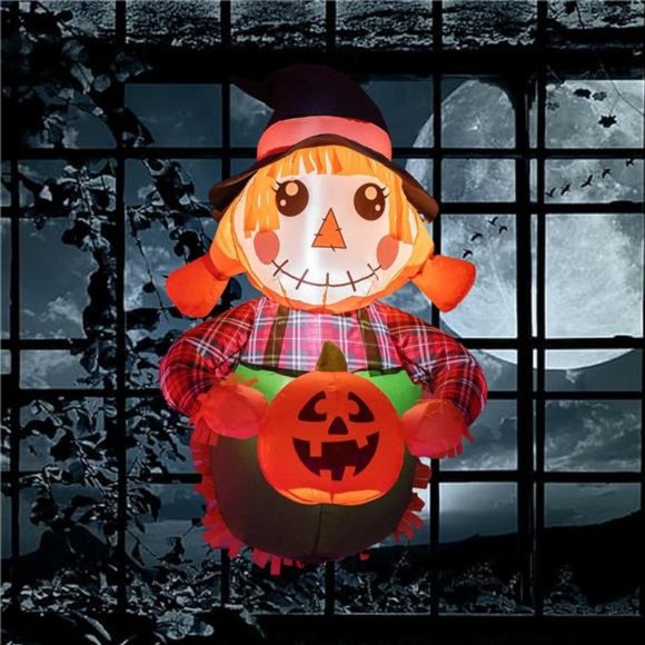 3.5 FT Scarecrow Inflatable, Light Up Inflatable with...